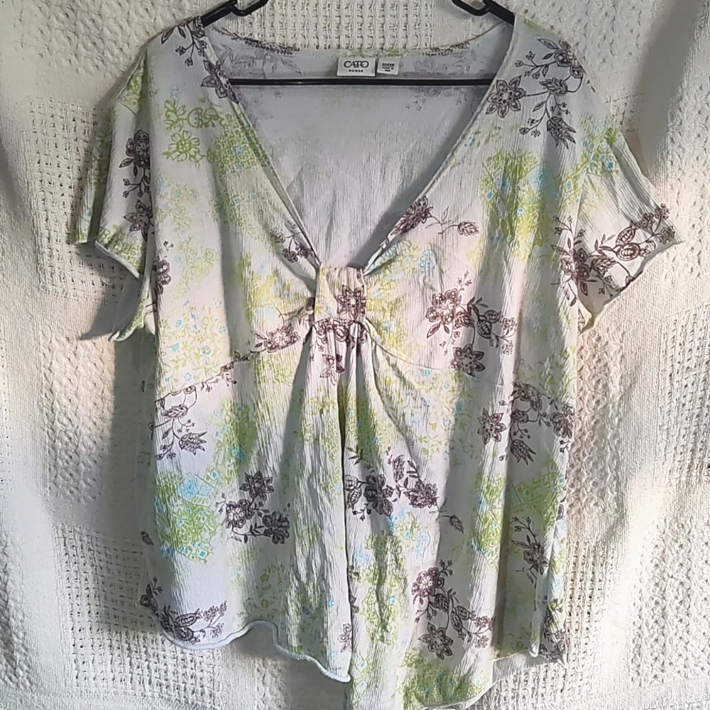 Size 22/24W Cato Blouse Floral, Earthy, Woodsy, Hippie